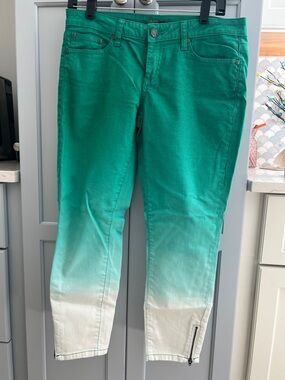 Prana Green & White Ombre Ankle Jeans